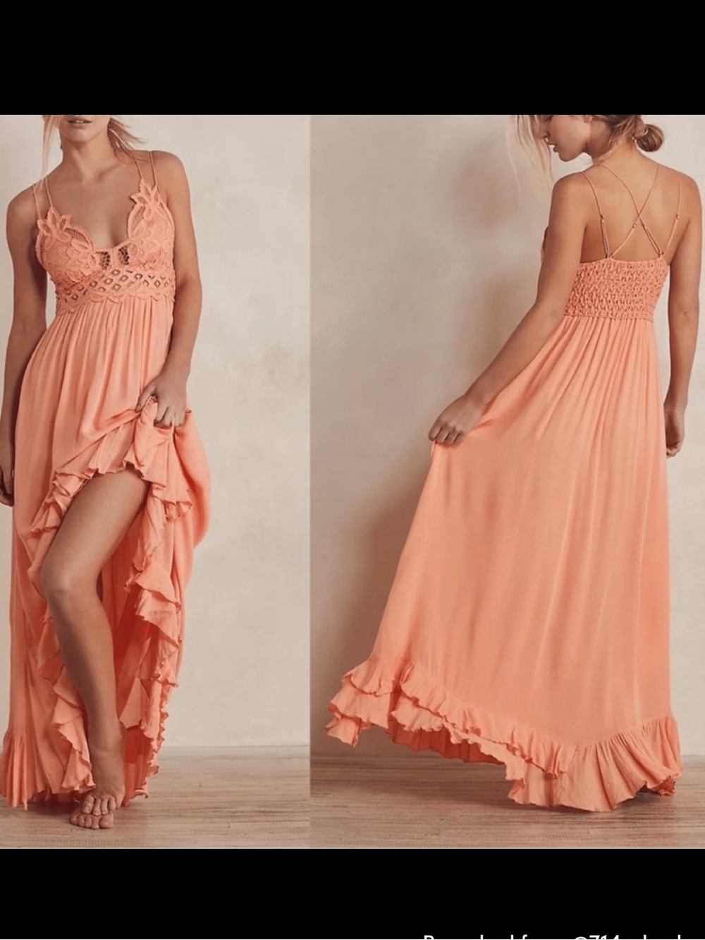 FREE PEOPLE ADELLA CROCHET MAXI SLIP DRESS XS